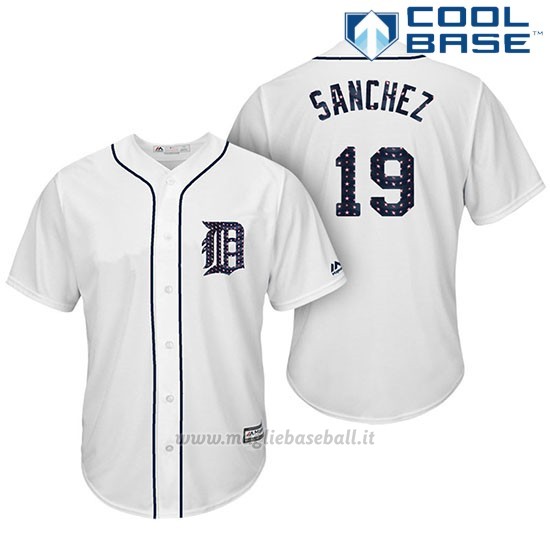 Maglia Baseball Uomo Detroit Tigers 2017 Estrellas y Rayas Anibal Sanchez Bianco Cool Base